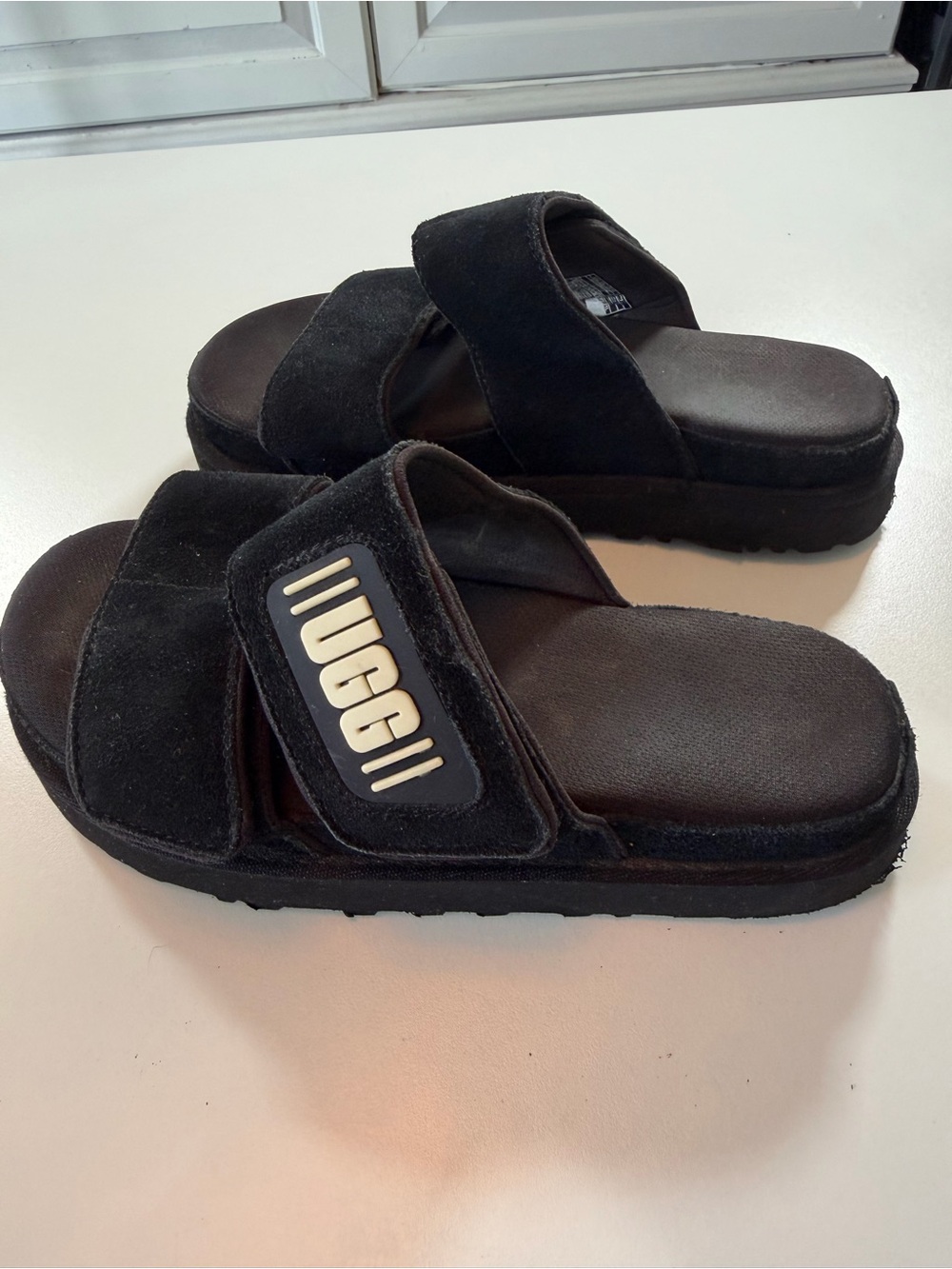UGG Sport Yeah Slide Black Platform Sandals Women’s 5.5 Fits 6.5